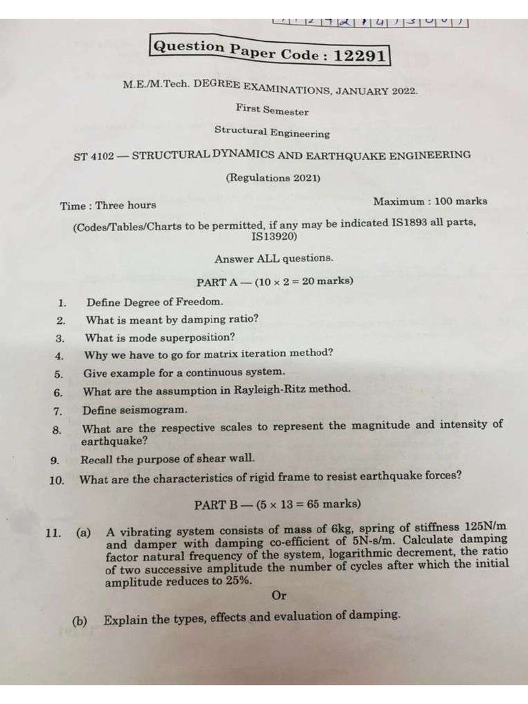 Structural Dynamics Jan 2022 Pdf