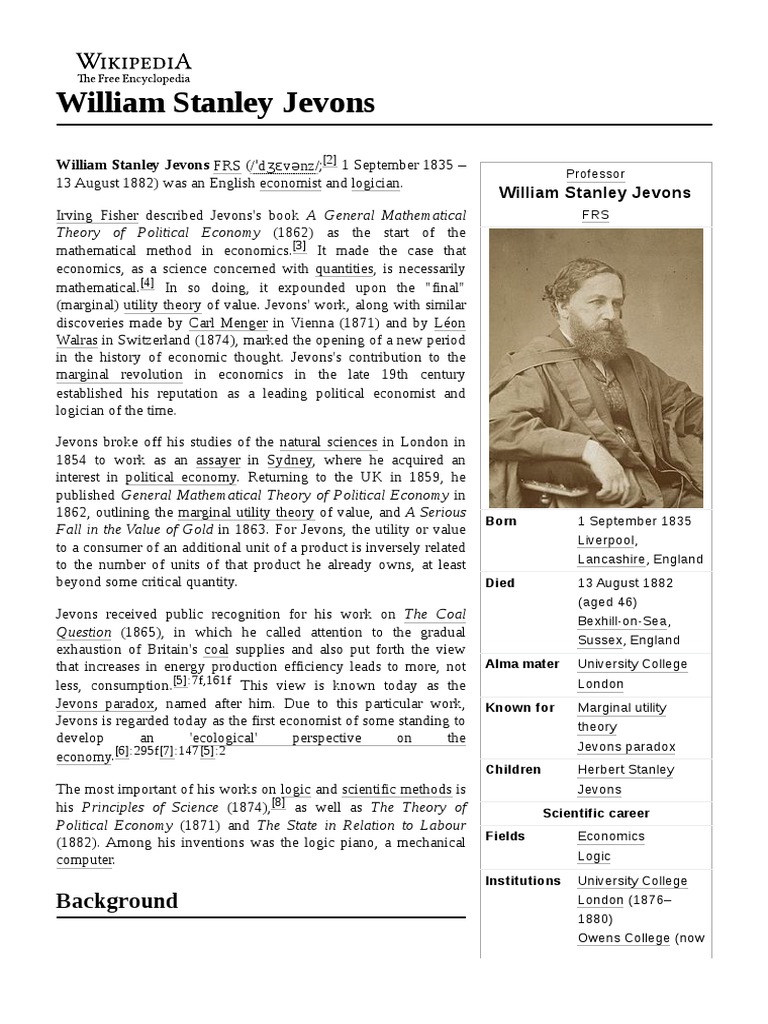 William Stanley Jevons | PDF | Marginal Utility
