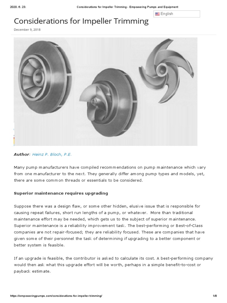 Considerations For Impeller Trimming Empowering Pumps and Equipment
