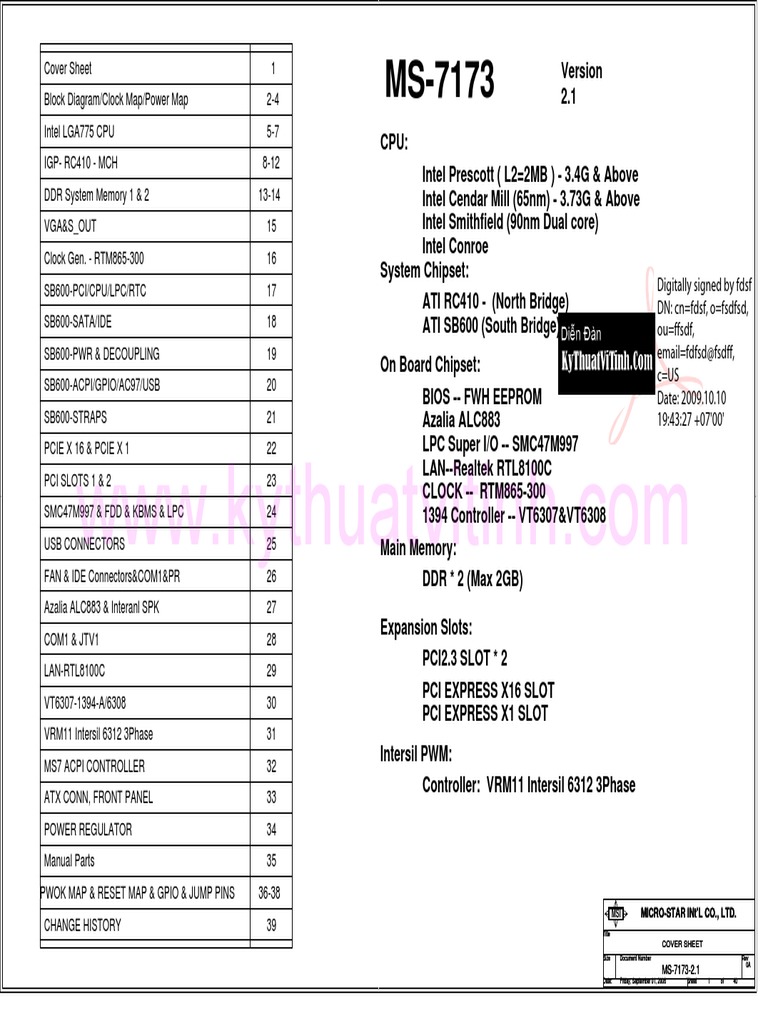 MS-7173 Motherboard Specs 2006 | PDF | Integrated Circuit | Computer ...
