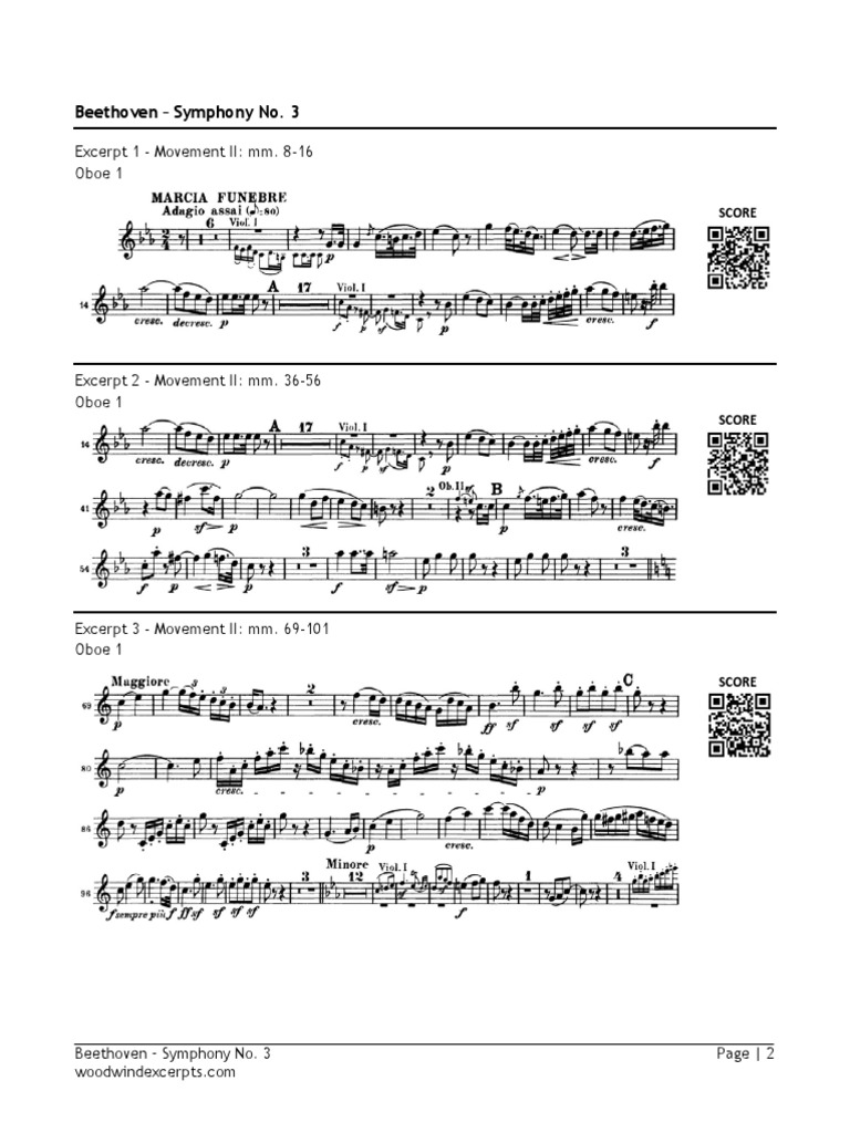 Oboe Orchestral Excerpts Beethoven Sym. No. 3 PDF