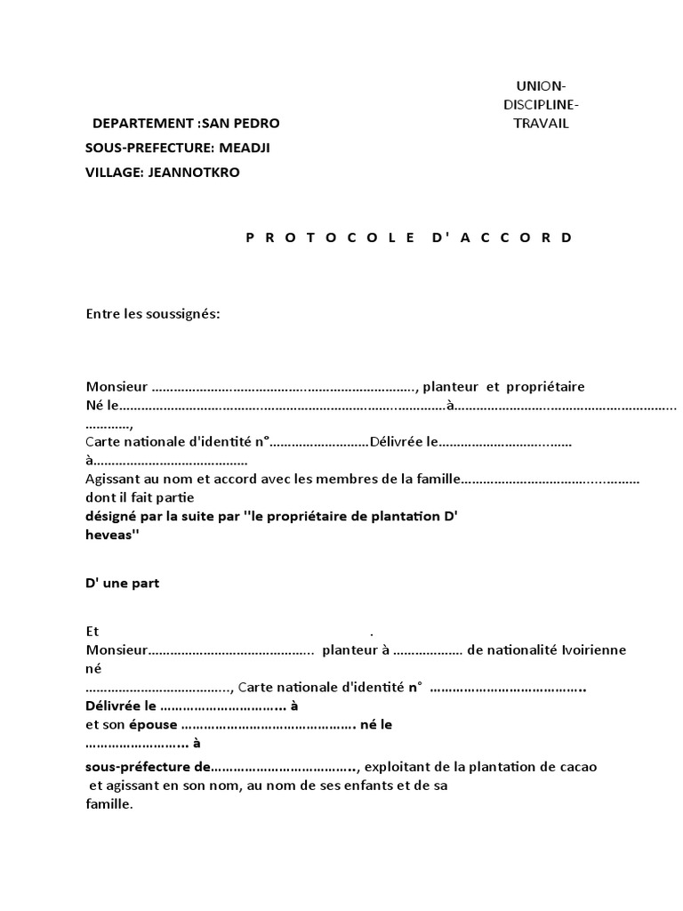 Protocole d'Accord PDF