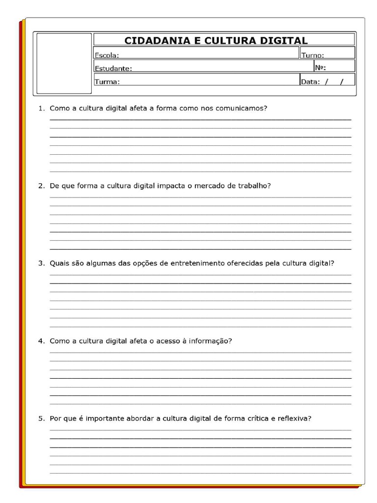 Atividade Cultura Digital | PDF