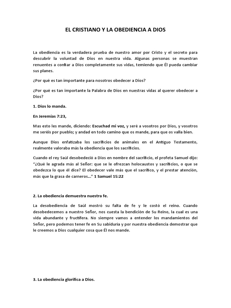 EL CRISTIANO Y LA OBEDIENCIA A DIOS | PDF | Fe | Cristo (título)