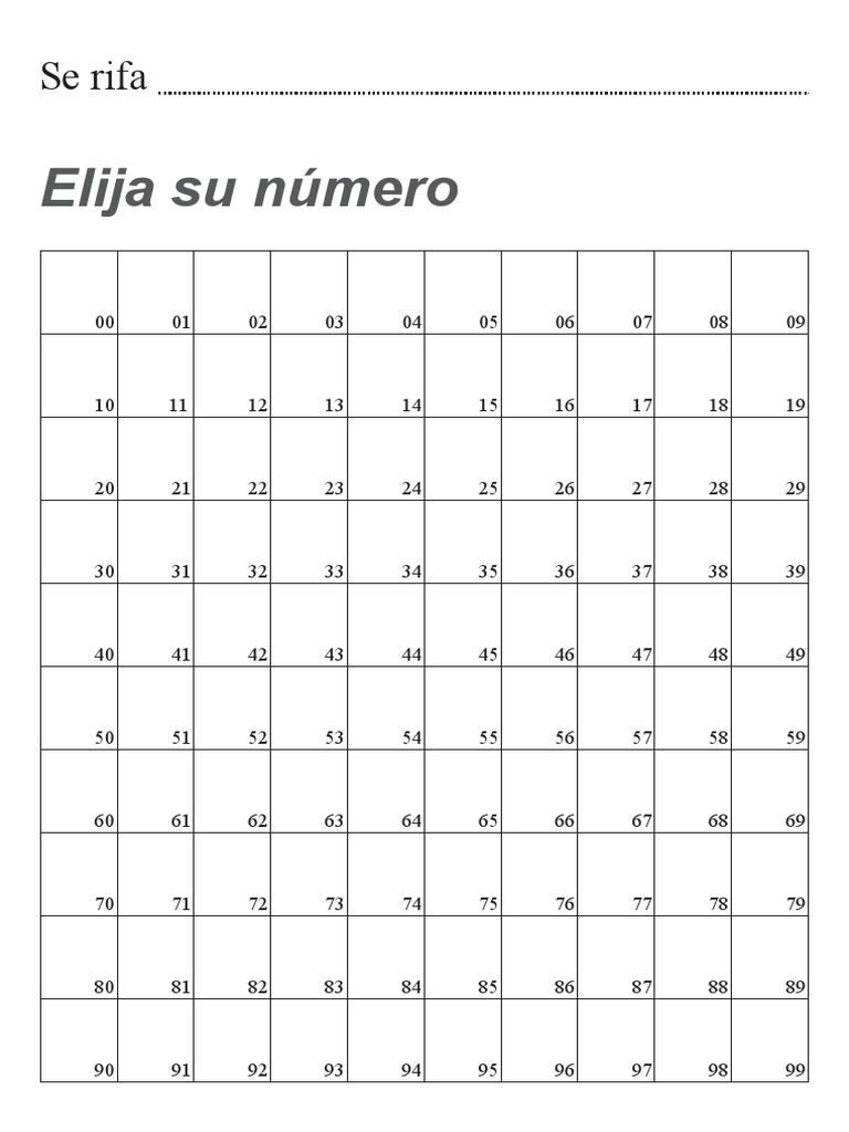 Template de Rifa 00 à 99 | PDF