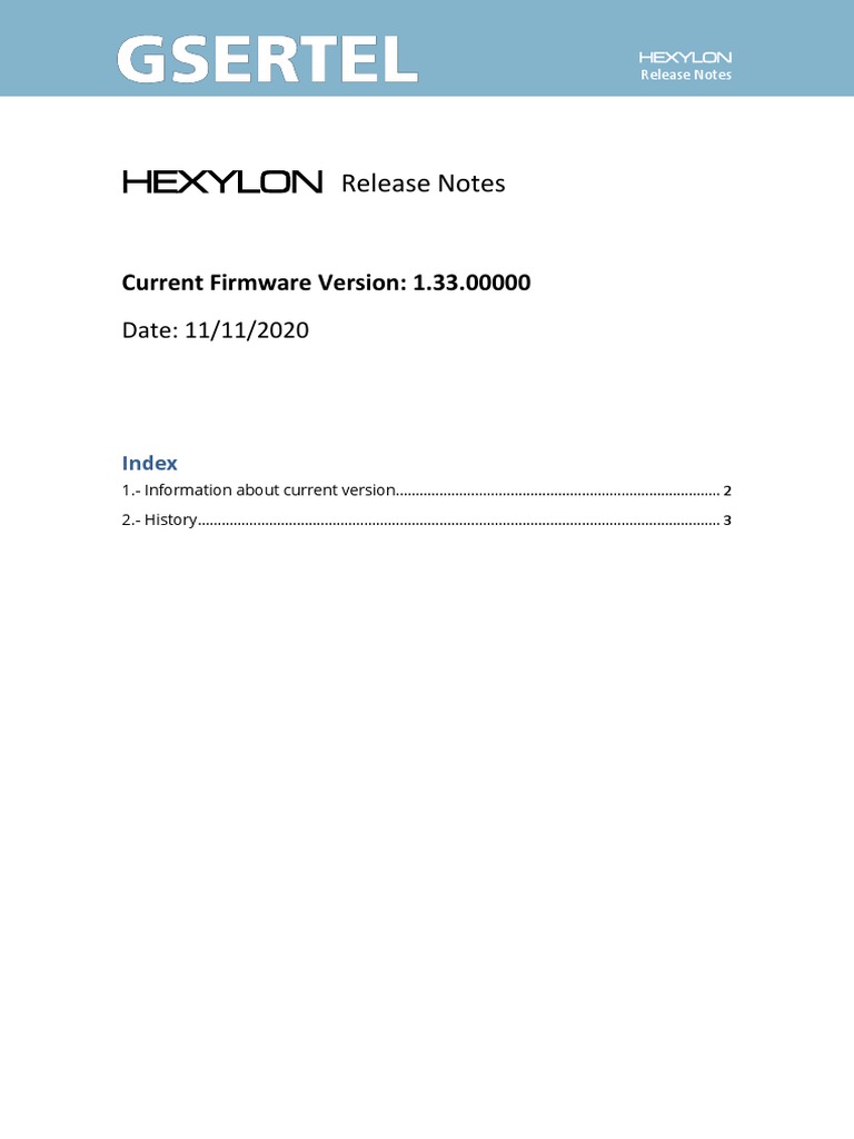 Hexylon Firmware Release Notes 1.33 | PDF | Digital Technology ...