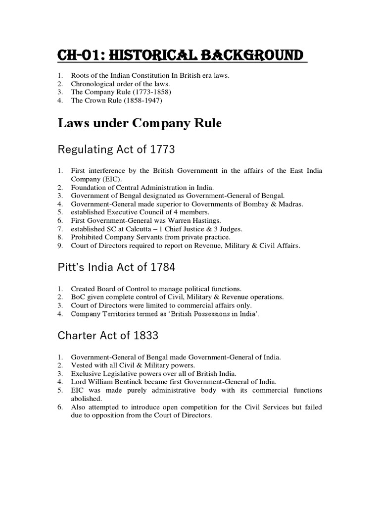 Ch01 Historical Background Polity UPSC PDF British Raj