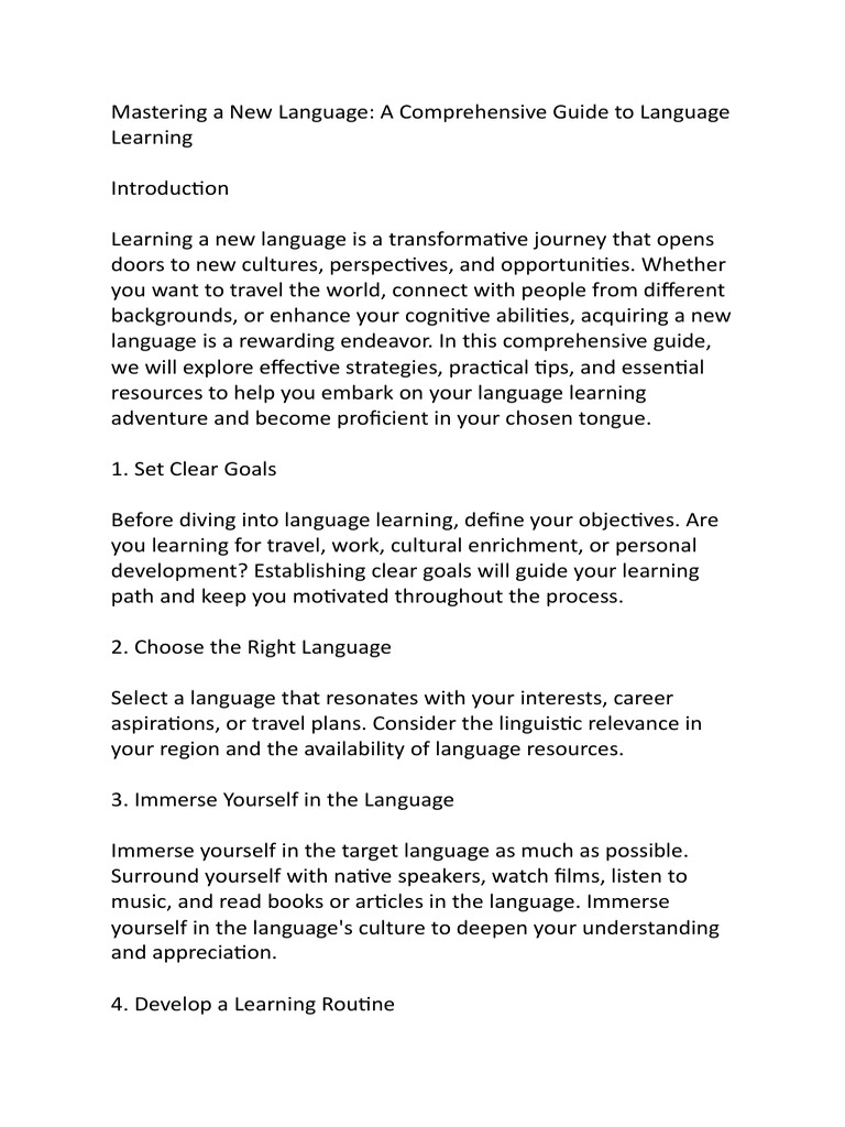 Mastering a new language pdf vocabulary flashcard