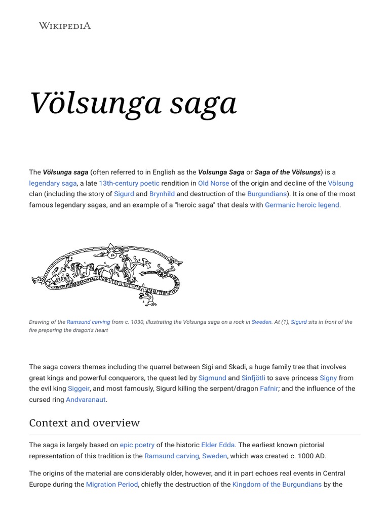 Overview of the Völsunga Saga | PDF | Scandinavian Folklore | Legendary ...