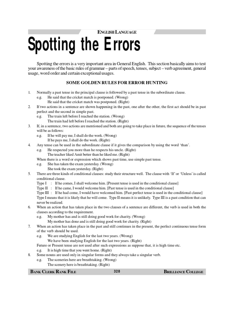 Spotting the Errors Grammatical Number Plural