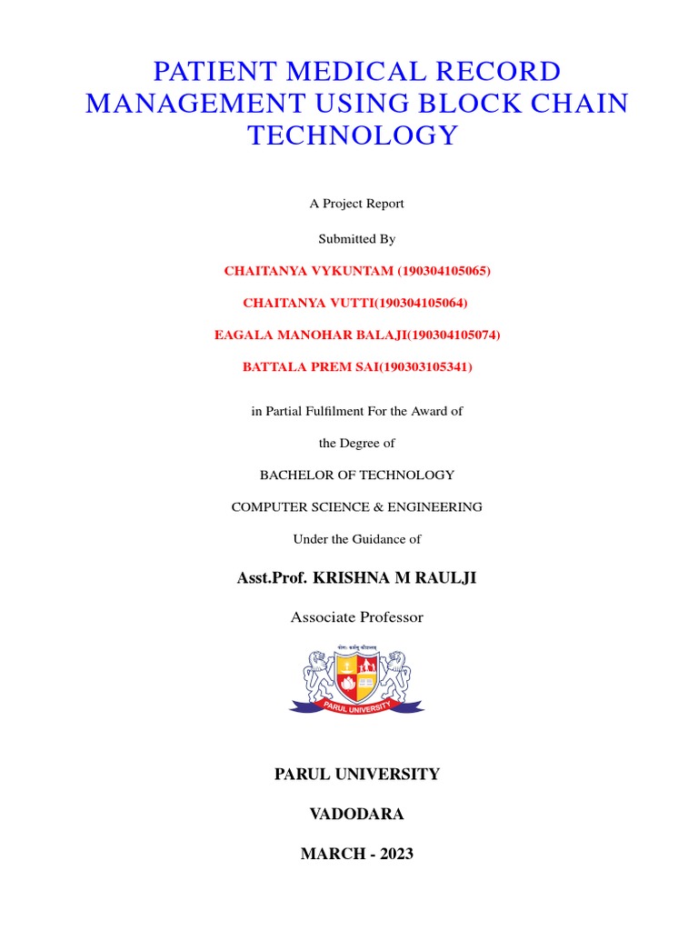 Blockchain in Medical Records | PDF | Electronic Health Record ...