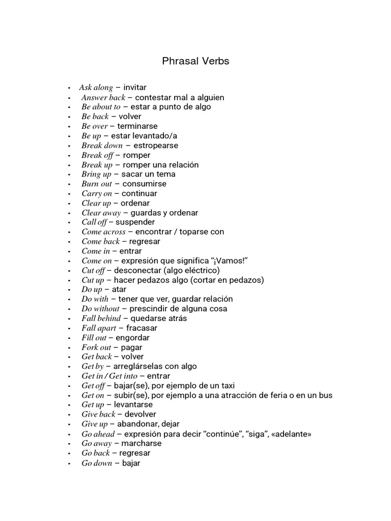 Significado de Phrasal Verbs Comunes | PDF