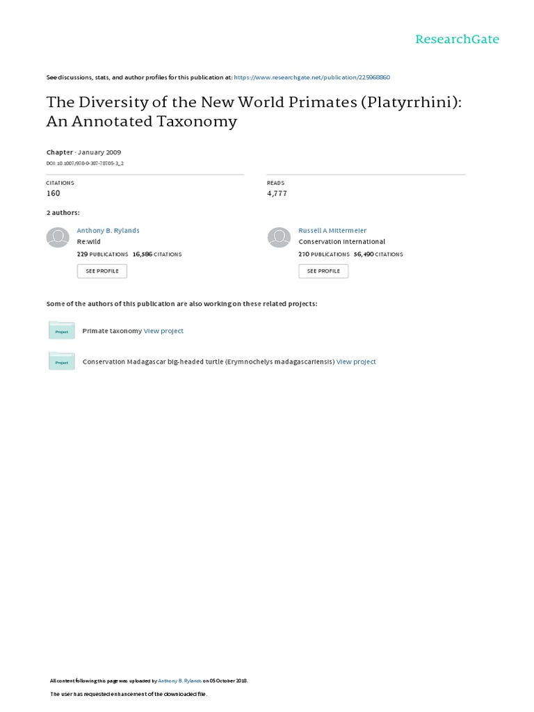 The Diversity of The New World Primates Platyrrhin | PDF | Monkey