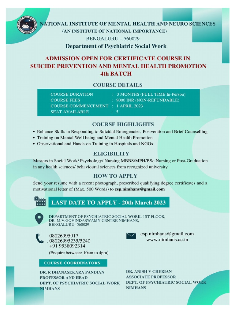 Suicide Prevention and Mental Health Promotion | PDF