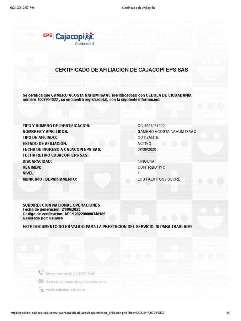 CERTIFICADO DE AFILIACI N intelligence overview