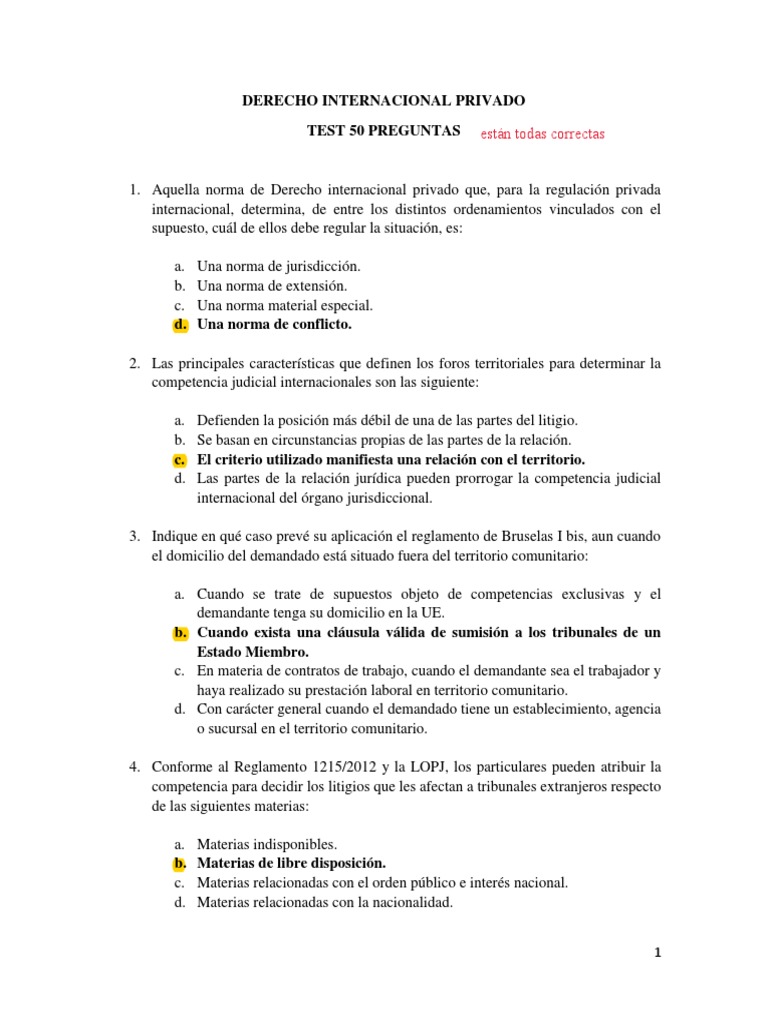 Test repaso derecho internacional privado daypo 50 pdf