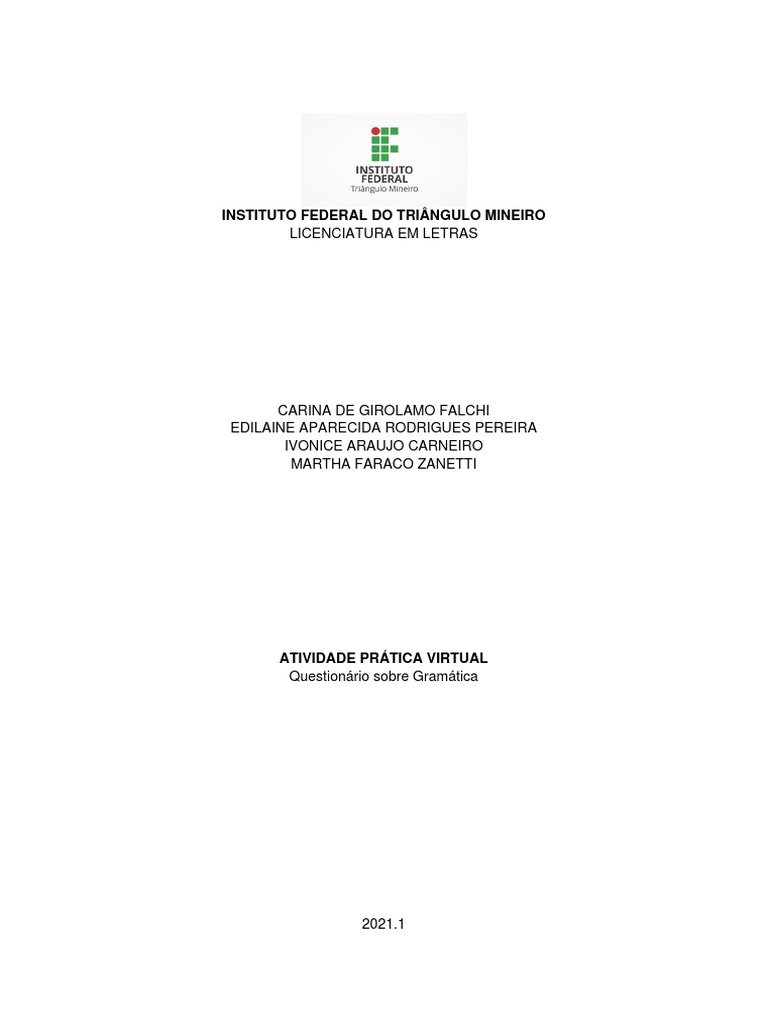 INSTITUTO FEDERAL DO TRIÂNGULO MINEIRO - Pesquisa Científica | PDF ...