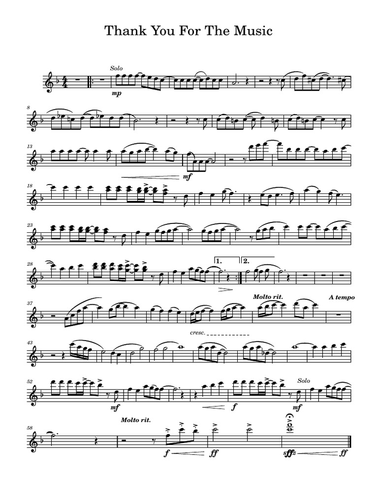 Thank You For The Music Flute | PDF | Musical Forms | Musical Compositions