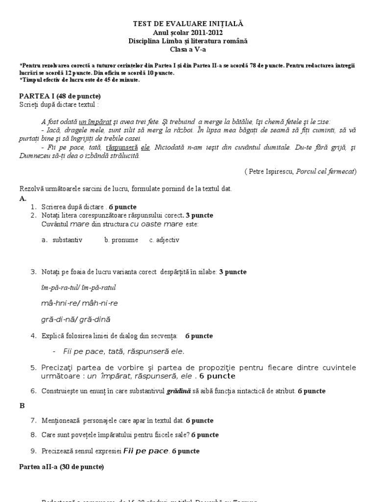 Test Initial Clasa A Via | PDF