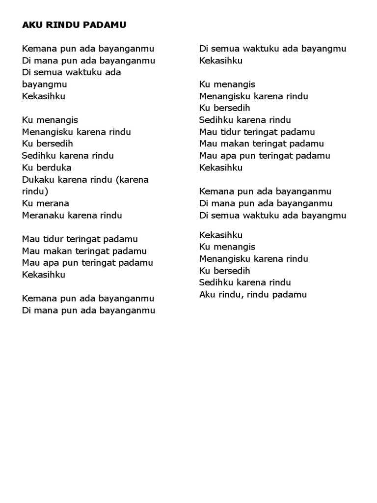 Rindu dan Cinta dalam Lirik Lagu | PDF