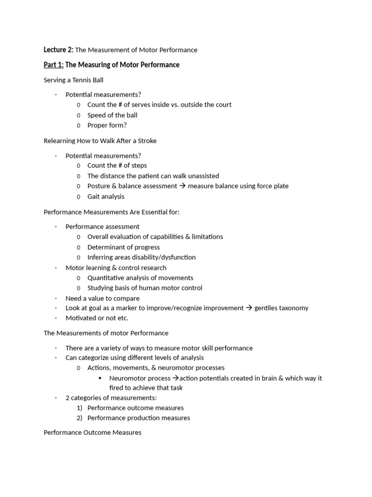 Measuring Motor Performance Techniques | PDF | Neuroimaging ...