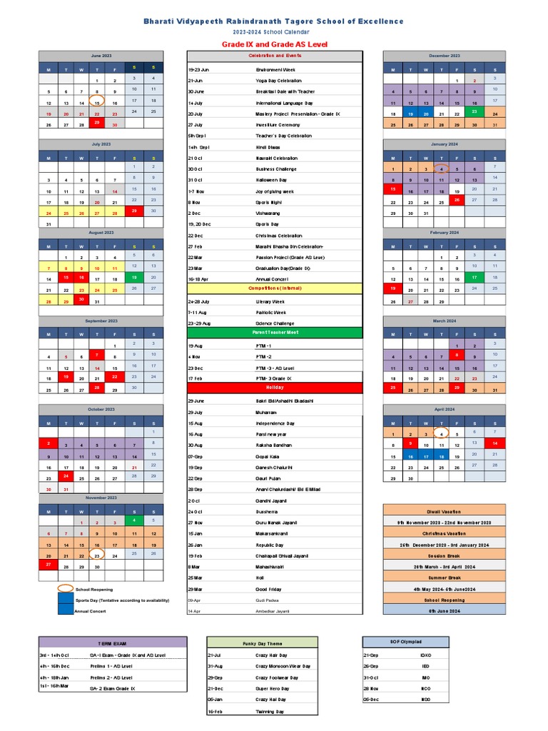 Grade 9 Academic Calendar PDF