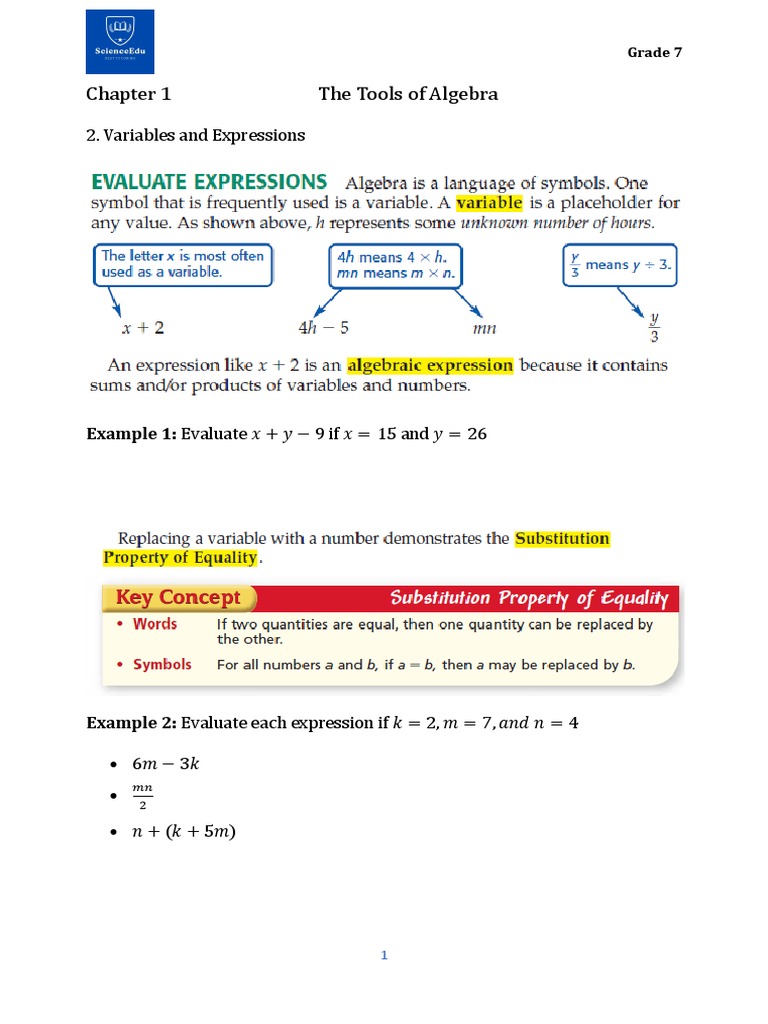 1 2 variables and expressions pdf