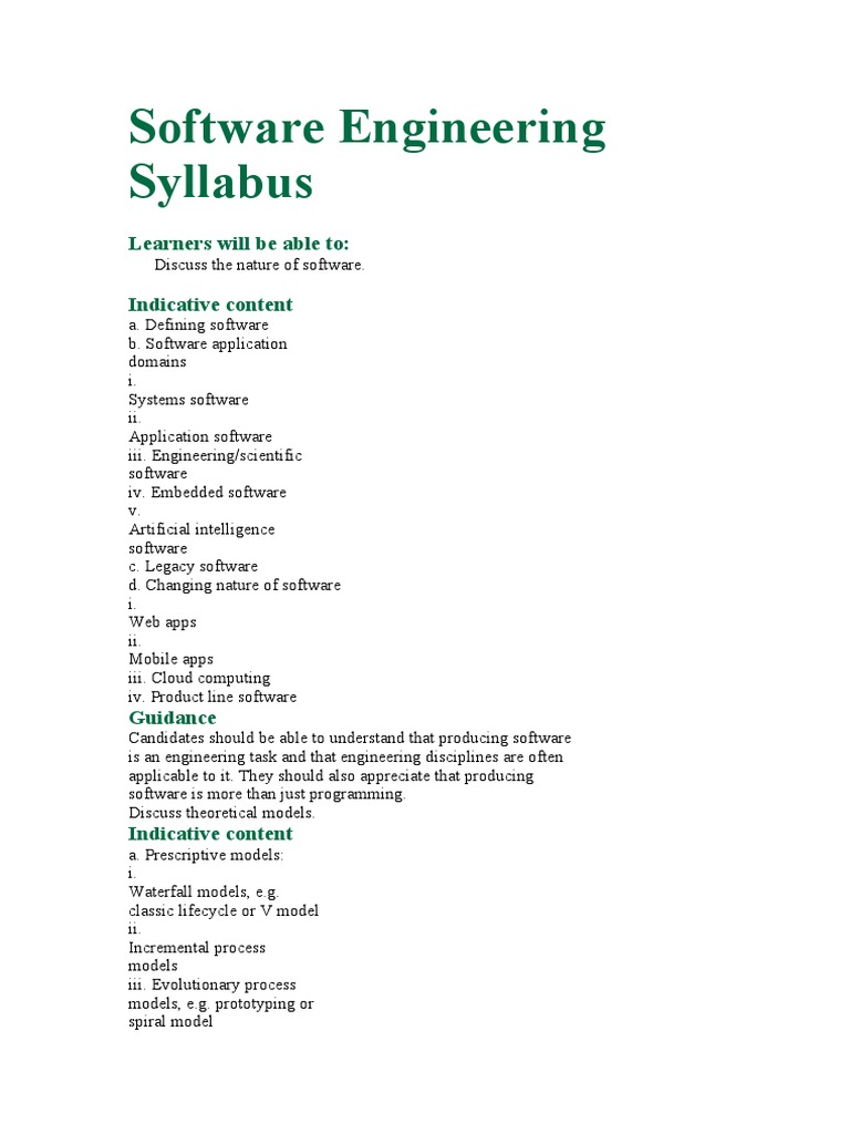 Software engineering syllabus pdf software use case