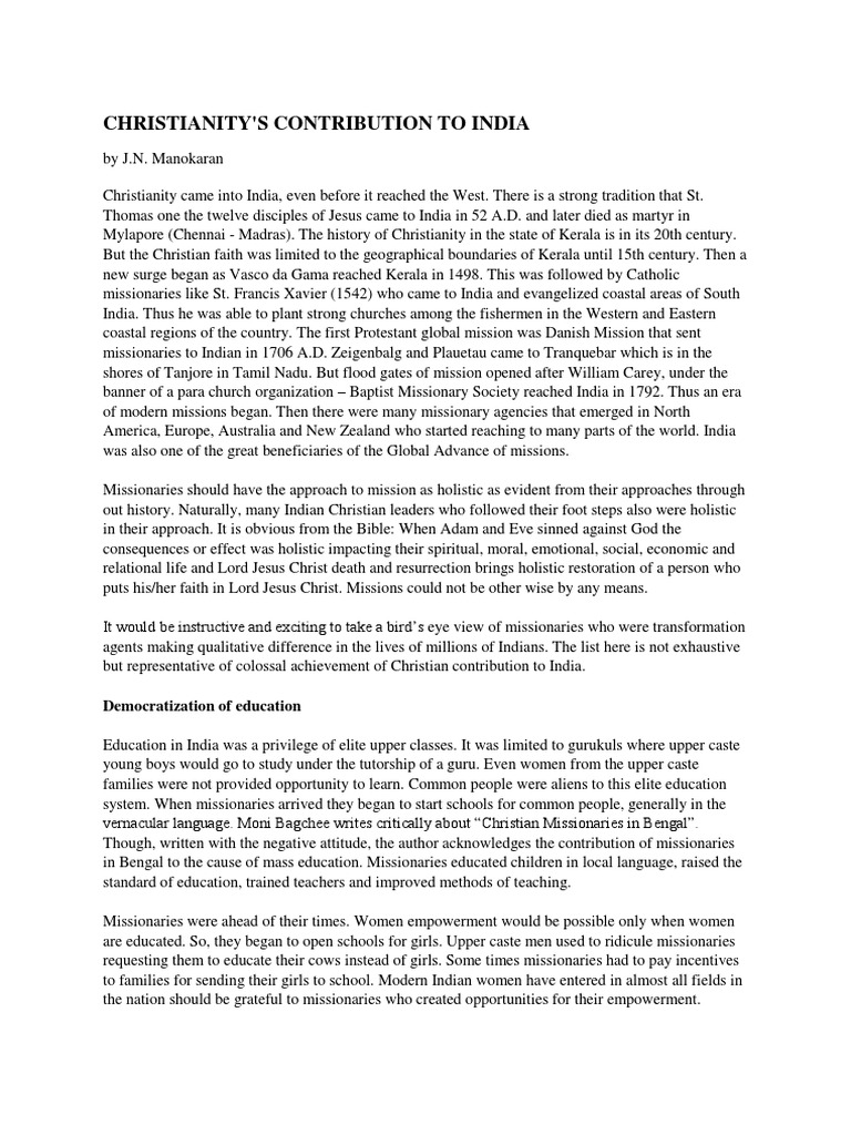 Christian Missionaries' Impact in India | PDF | Christian Mission ...