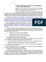 Concepções Teóricos - Filosóficas Da Didática e o Pensamento Educacional Brasileiro.