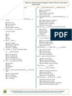 424 The Present Continuous Tense or The Present Simple Tense Test A1 A2 Level Exercises