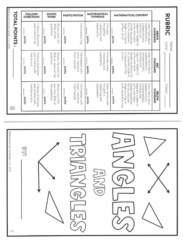 Angles Triangles Booklet Assessment Rubric PDF