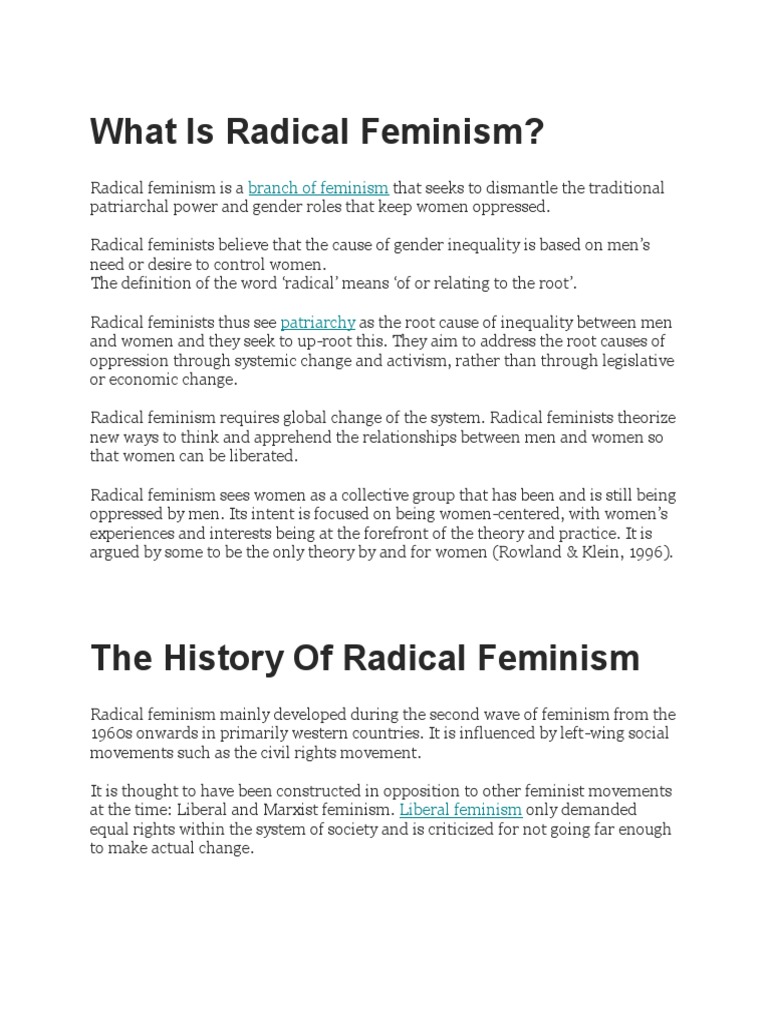 What Is Radical Feminism | PDF | Feminism | Gender Studies