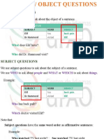 Subject  Object questions - CANVAS