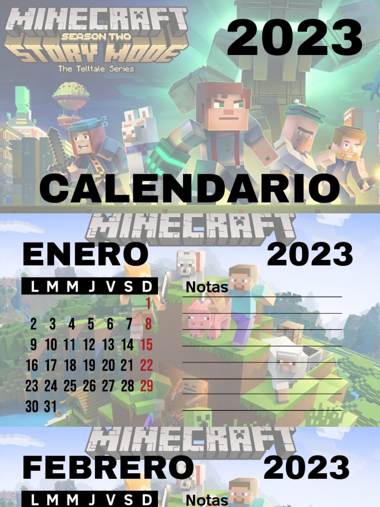 Calendario Mensual Minecraft PDF