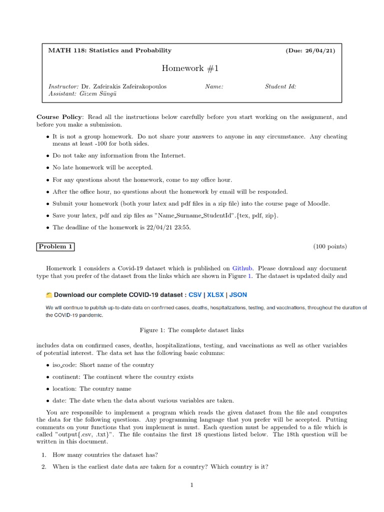 Assignment Statistics and Probability H118-HW1 | PDF | Intensive Care ...