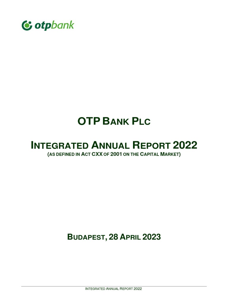 OTP Bank Integrated Annual Report 2022 | PDF | Inflation | Capital ...