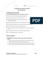 Extra Reading Comprehension Activities (Unit 10, Page 118)