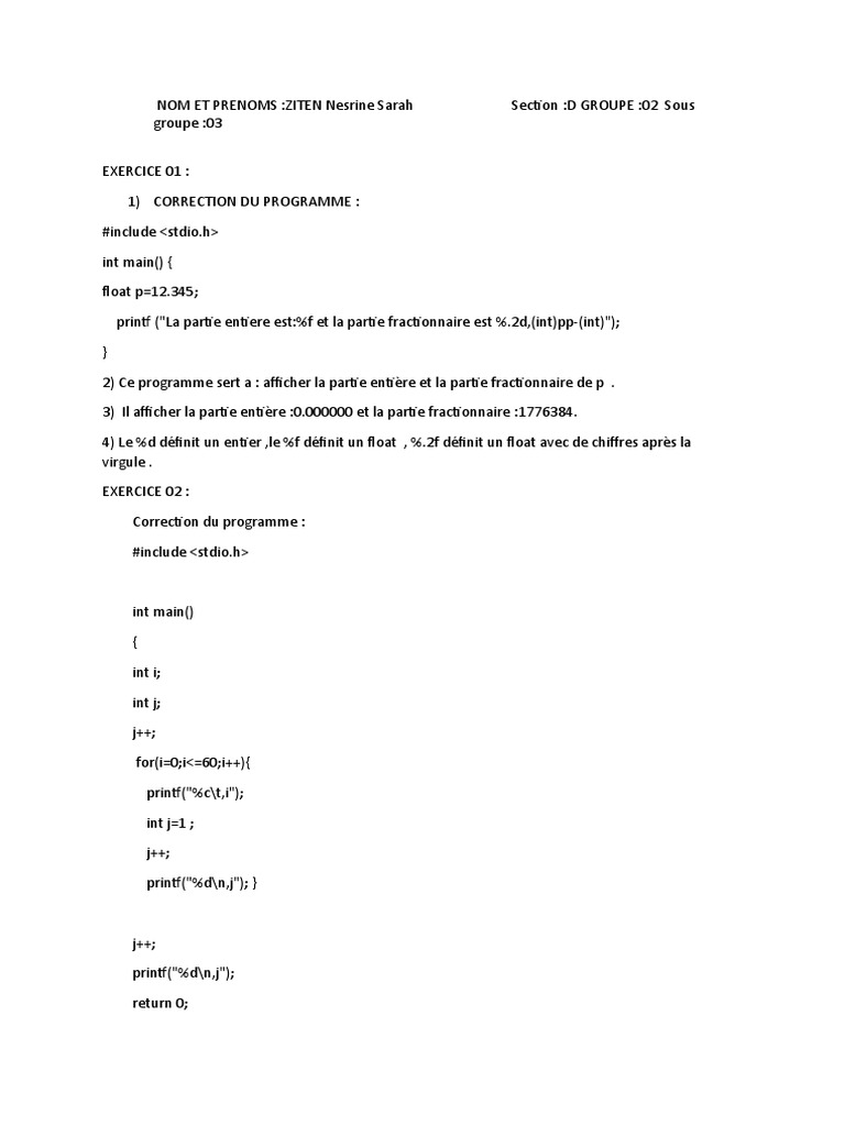 Correction de programmes en C | PDF