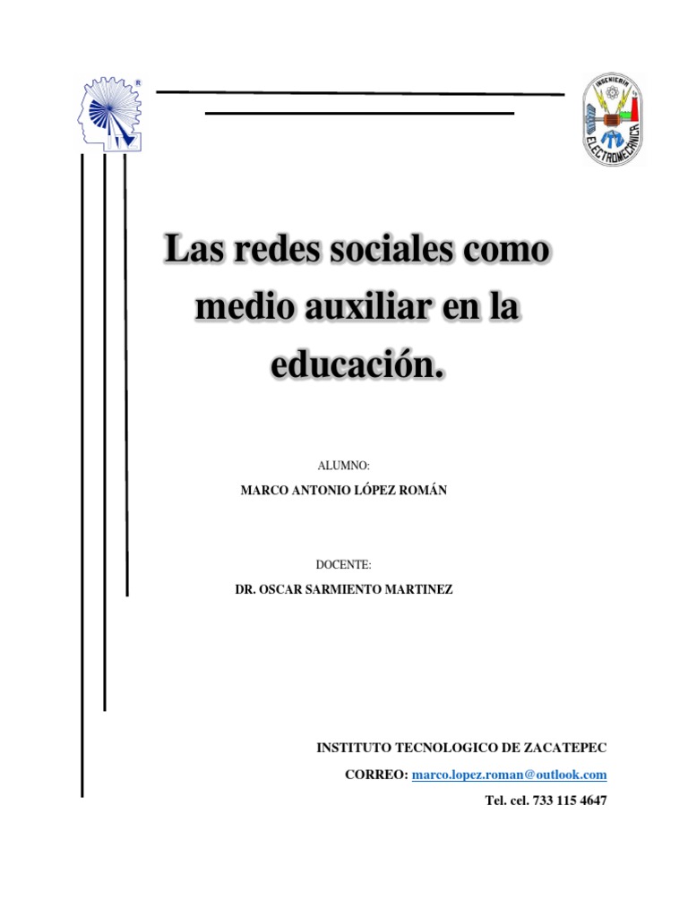 El Uso de Las Redes Sociales Como Medio Auxiliar en La Educacion | PDF ...