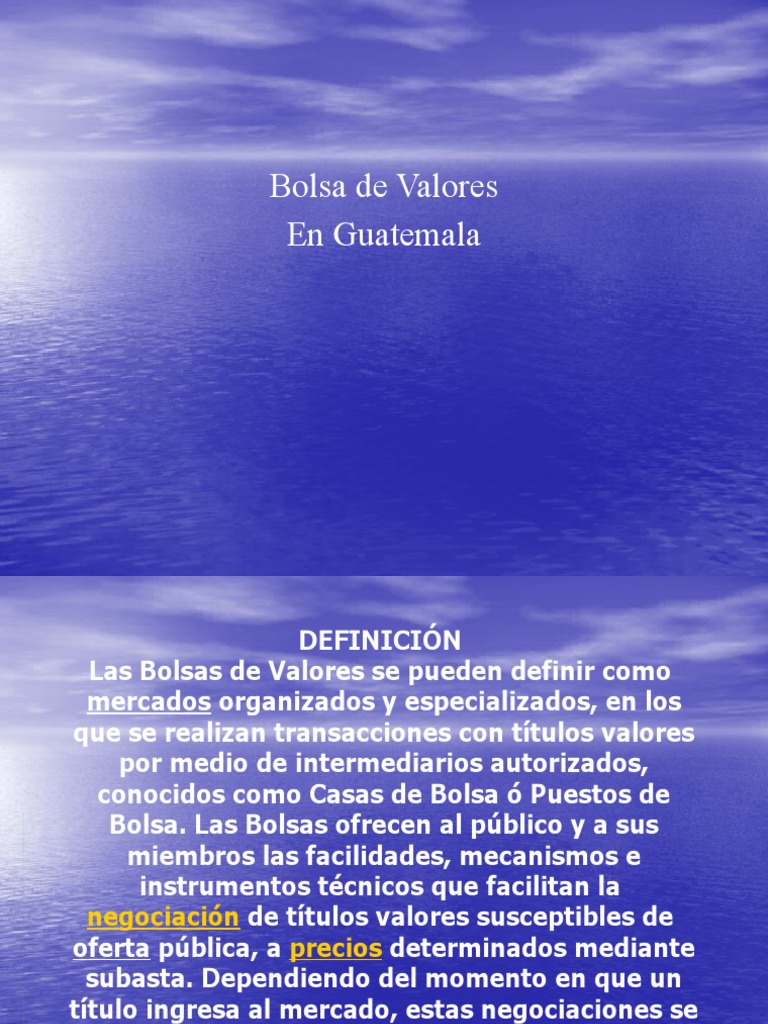 Historia y Funcionamiento de la Bolsa en Guatemala | PDF | Bolsa ...