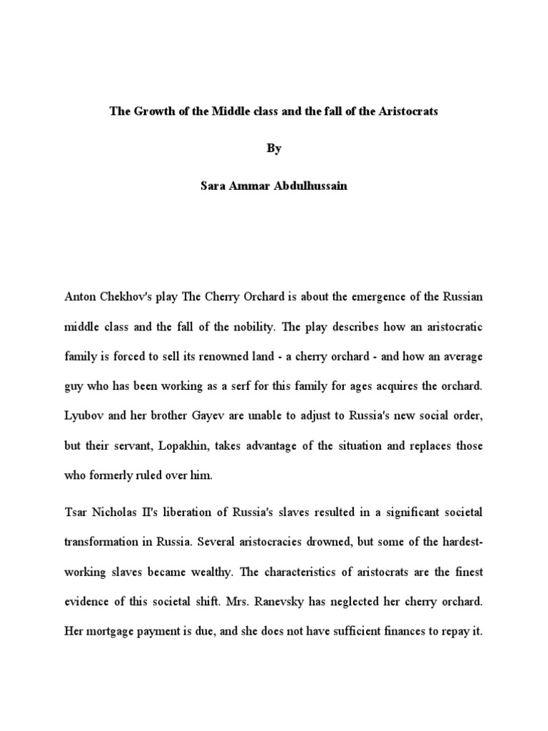 The Growth of The Middle Class and The Fall of The Aristocrats | PDF ...