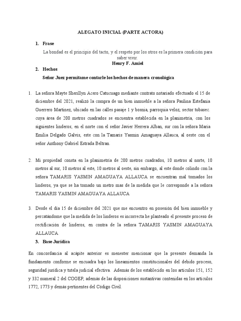 Alegato Inicial de la Parte Actora | PDF | Demanda judicial | Gobierno