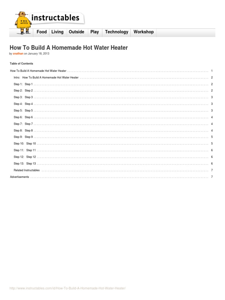 How To Build A Homemade Hot Water Heater | PDF | Pump | Water Heating