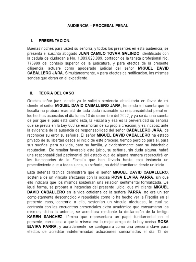 Audiencia - Procesal Penal | PDF