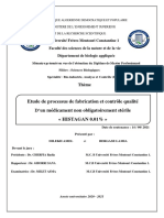 Etude de Processus de Fabrication Et Contrôle Qualité D'Un Médicament Non Obligatoirement Stérile HISTAGAN 0.01%