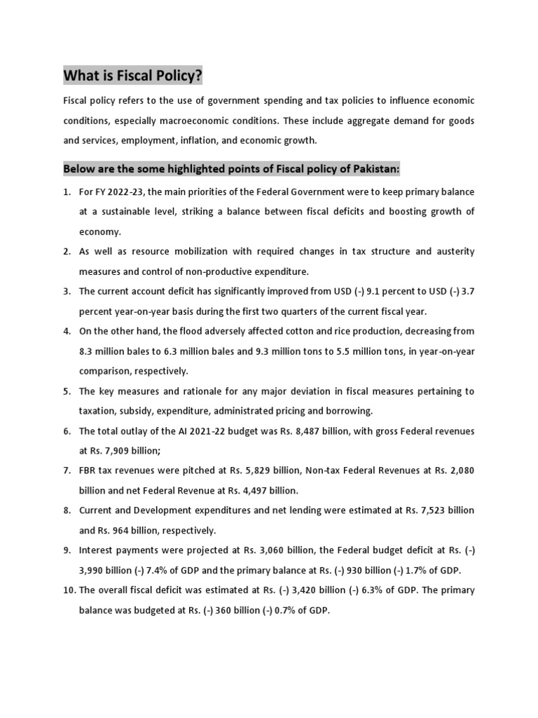 What Is Fiscal Policy In Economics Simple Definition