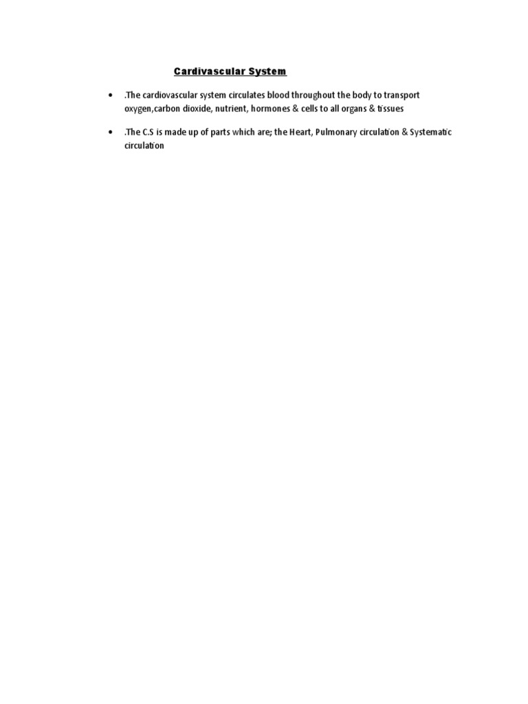 Cardiovascular System Pdf