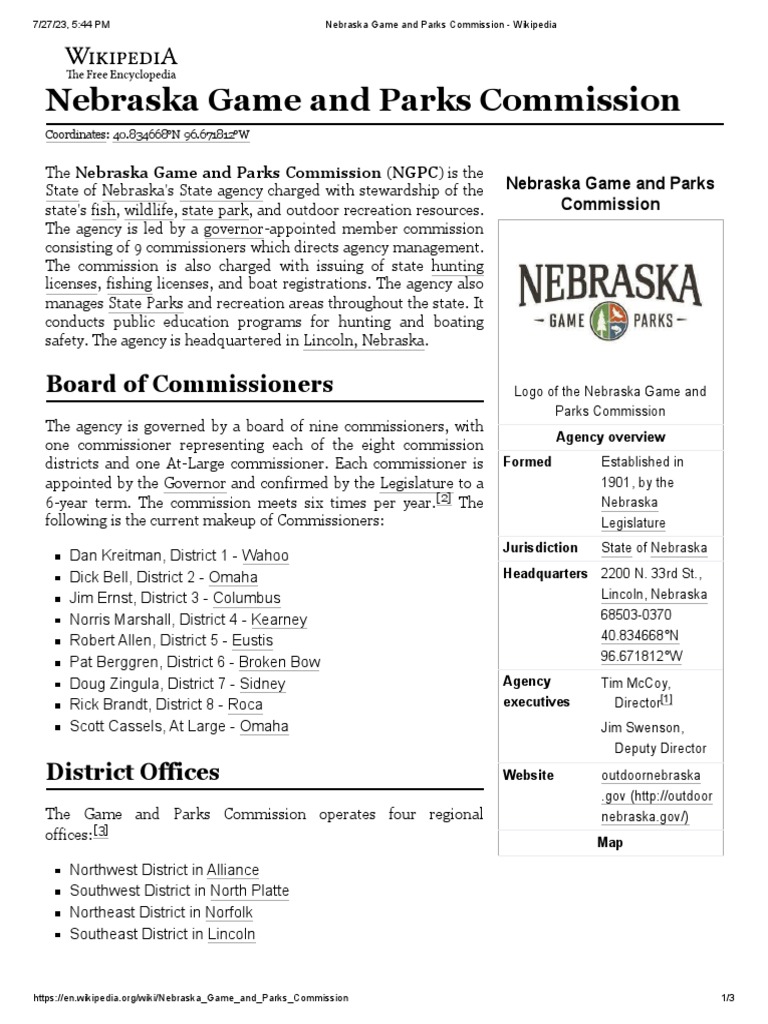 Nebraska Game and Parks Commission PDF