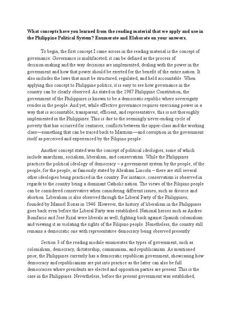 Key Concepts in Philippine Governance | PDF | Nationalism | Philippines